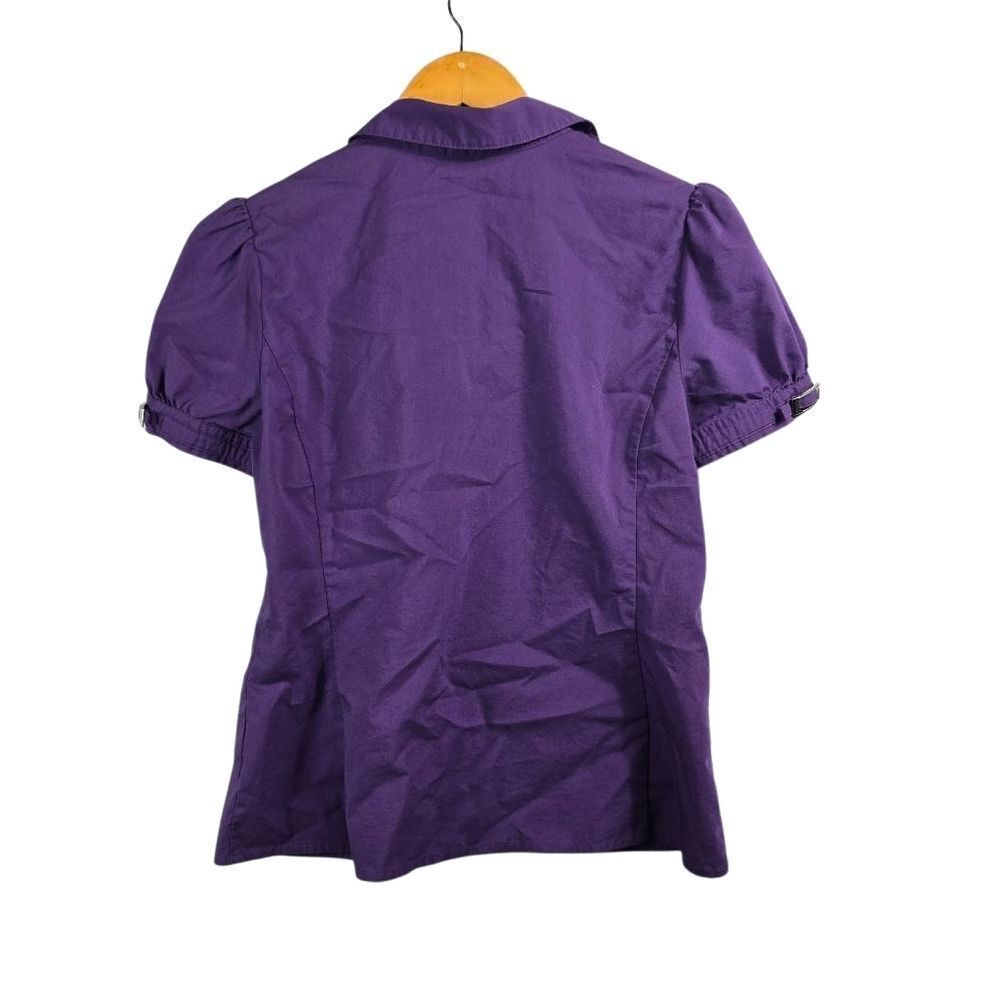 Apt. 9 Deep Purple Puff-Sleeve Button-Down Shirt Size Pm - Picture 2 of 11